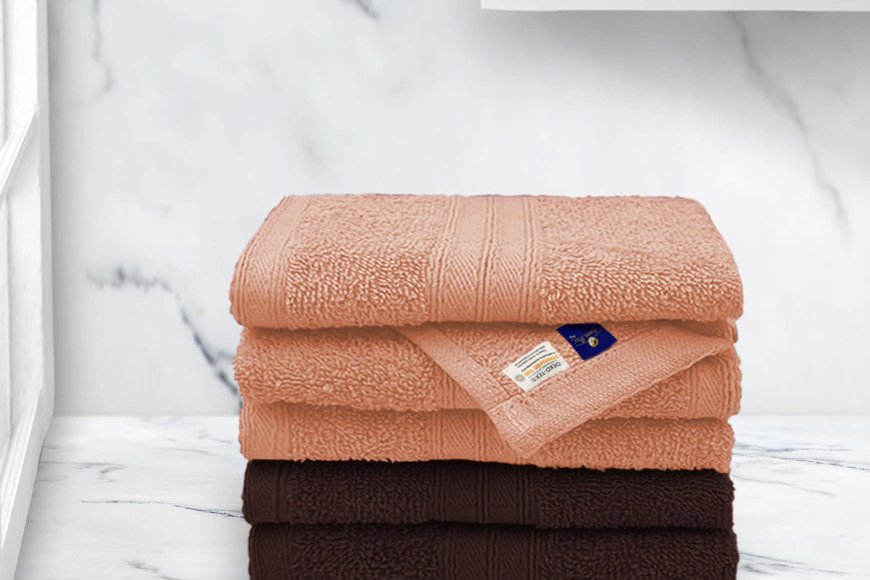 Dark Brown and Peach Anatolia Solid 500 GSM Cotton Face Towels (Set Of 6) At just Rs. 159 [MRP 749]