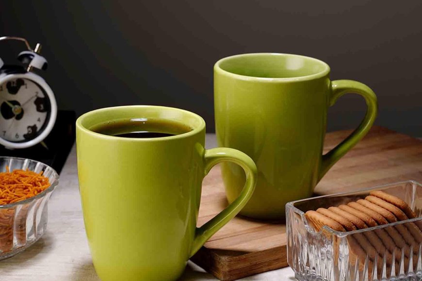 300 ml Green Ceramic Coffee Mug (Set Of 2 ) At just Rs. 179 [MRP 999]