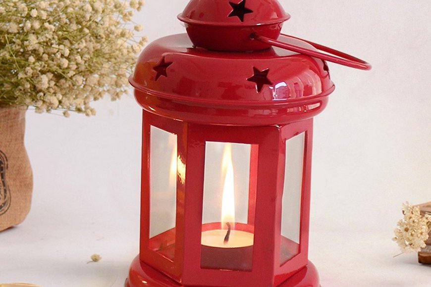 Red Metal Lantern Tea Light Holder At just Rs. 129 [MRP 999]