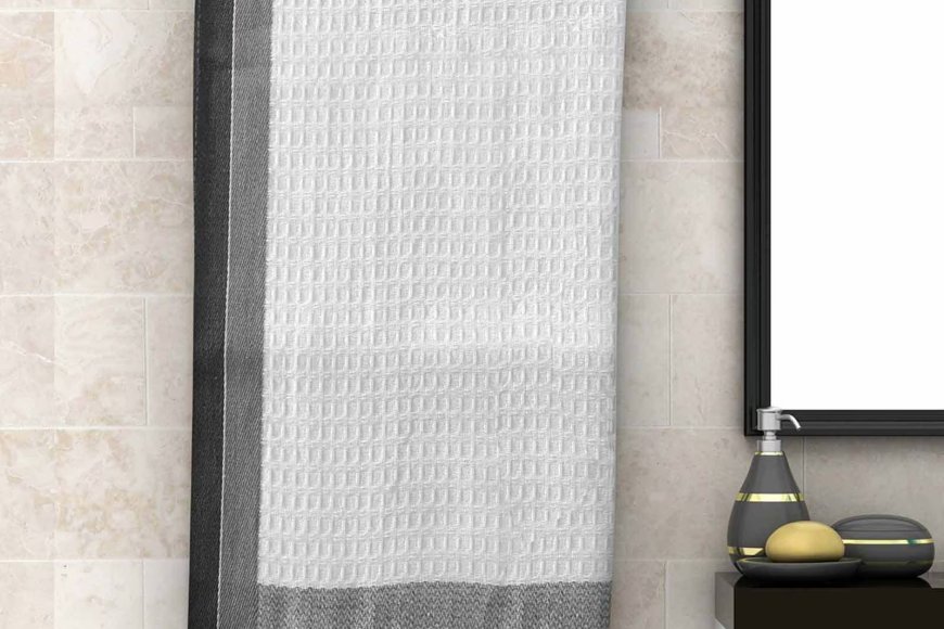 White Patterned 210 GSM Cotton Bath Towel At just Rs. 139 [MRP 299]