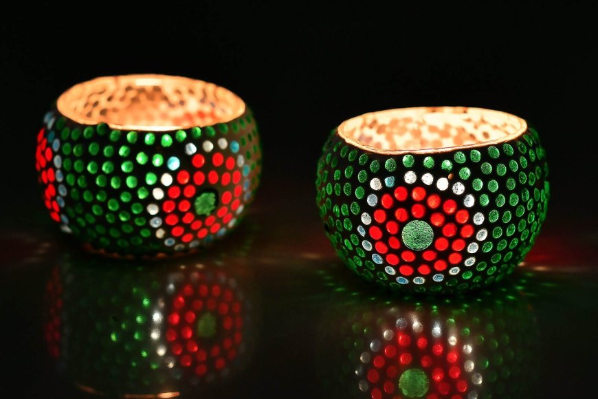 Green Glass Votive &amp; Tea Light Holders (Pack Of 2) At 169 [MRP 700]