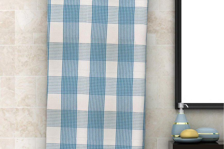 Blue Patterned 210 GSM Cotton Bath Towel At just Rs. 139 [MRP 299]