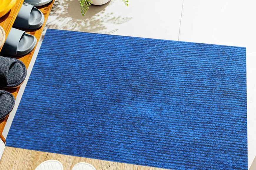 Blue Solid Microfibre 24x16 Inch Anti Skid Door Mat At just Rs. 99 [MRP 499]