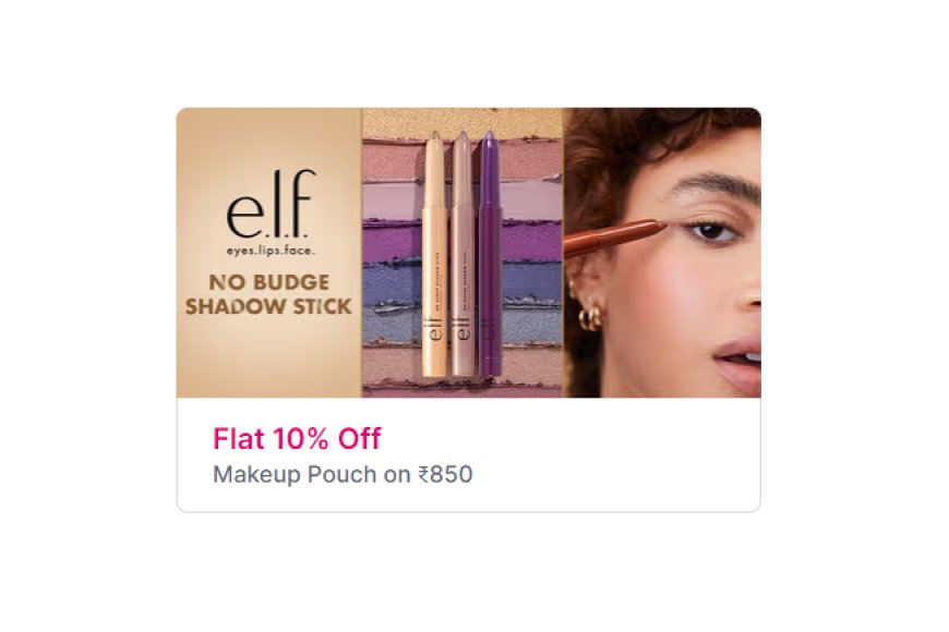 Flat 10% off + Free Makeup Pouch on Rs. 850 on e.l.f. Cosmetics