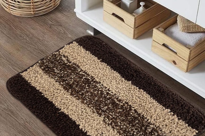 Brown Striped Microfibre 14x20 Inch AntiSkid Door Mat At just Rs. 89 [MRP 299]