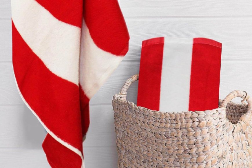 Red Microfiber Striped 225 GSM Bath &amp; Beach Towels (Set of 2) At just Rs. 219 [MRP 750]