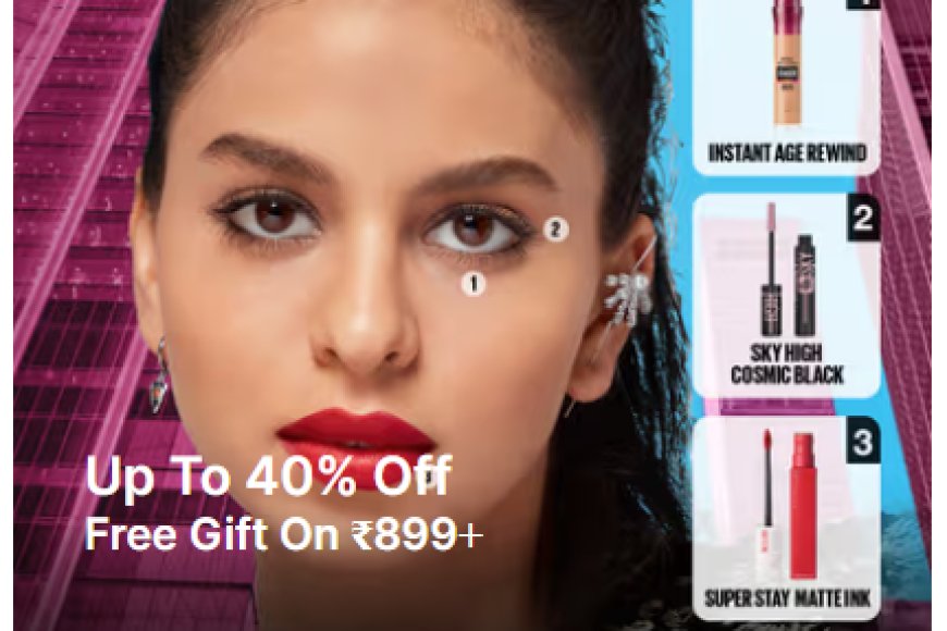 Up to 40% off + Free Gift on Rs. 899+ on Maybelline products