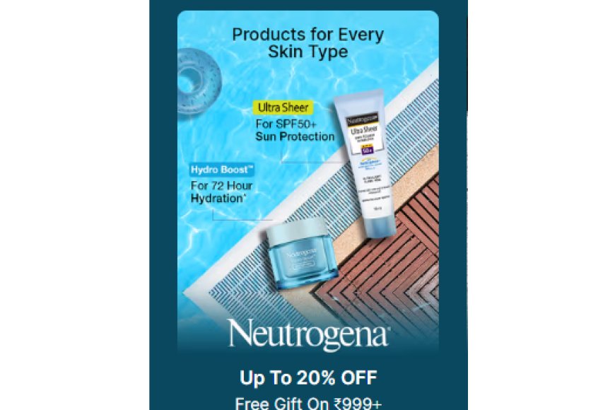 Up to 20% off + Free Gift on Rs. 999+ on Neutrogena products