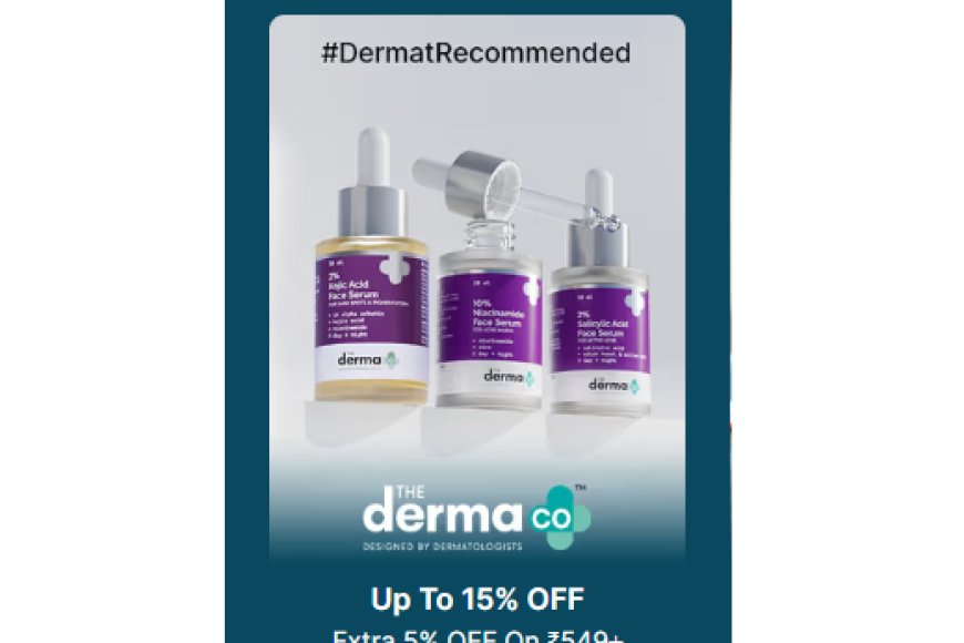 Up to 15% off + Extra 5% off on Rs. 549+ on The Derma Co. products