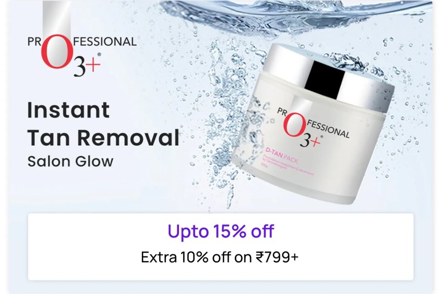 Up to 15% off + Extra 10% off on Rs. 799+ on O3+ Professional products