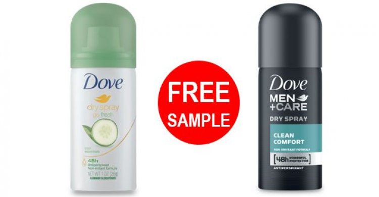 FREE DOVE DRY SPRAY ANTIPERSPIRANT SAMPLE