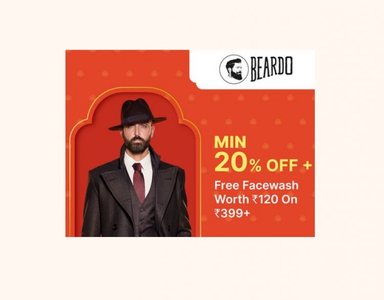 Minimum 20% off + Free Face Wash on Rs. 399+ on Beardo products