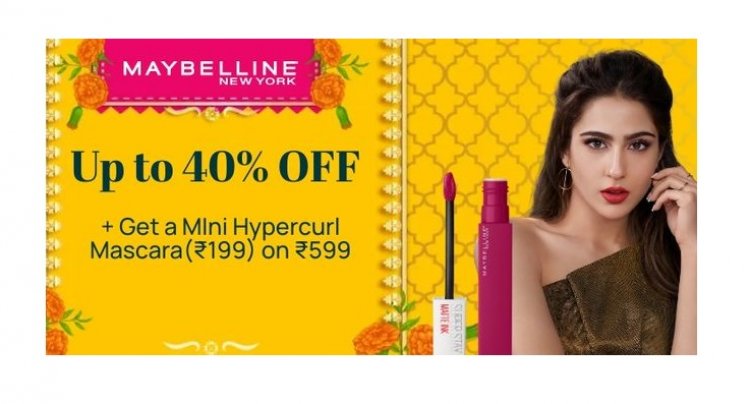 Up to 40% off + Free Mascara on Rs. 599 on Maybelline products