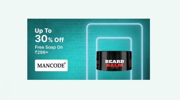 Up to 30% off + Free Soap on Rs. 299+ on ManCode products