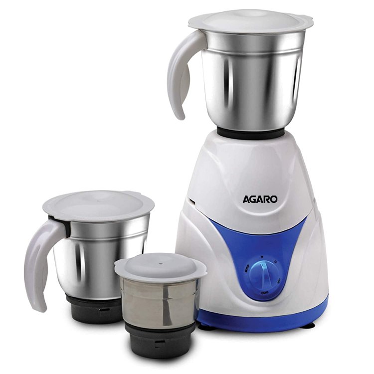 AGARO Blitz 750 W Mixer Grinder (3 Jars, Blue, White) At just Rs. 2067 [MRP 3999]