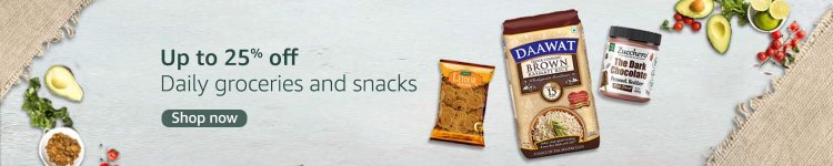 Up To 25% off on Groceries and Snacks