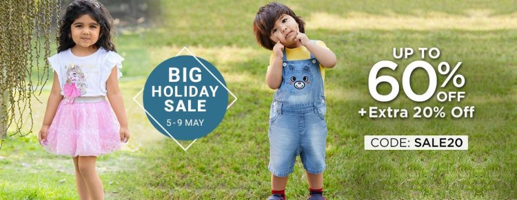 Big Holiday Sale : Up To 60% off on Kid's Wear