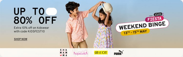 Cliq Fiesta Weekend Binge : Up To 80% off on Kids wear