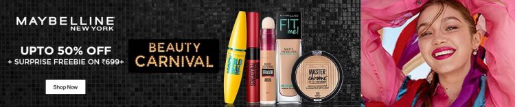 Beauty Carnival: Up To 50% off on Maybelline New York  + Surprise Freebie on Rs.699+