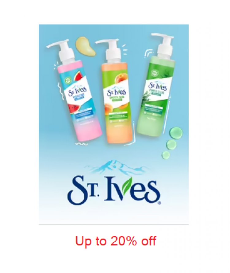 Up to 20% off on St. Ives products