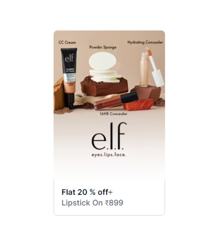 Flat 20% off + Free Lipstick on Rs. 899 on e.l.f. Cosmetics