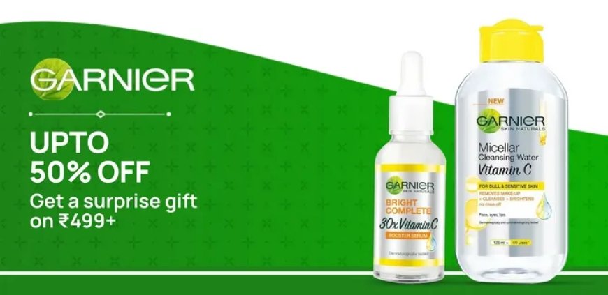 Up to 50% off + Free Gift on Rs. 499+ on Garnier products