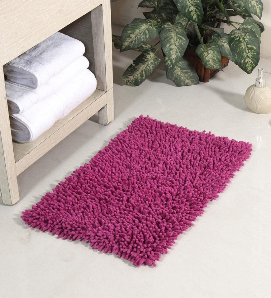 Purple Solid Cotton 24x16 Inch Max Absorbant Bath Mat At just Rs. 105 [MRP 327]