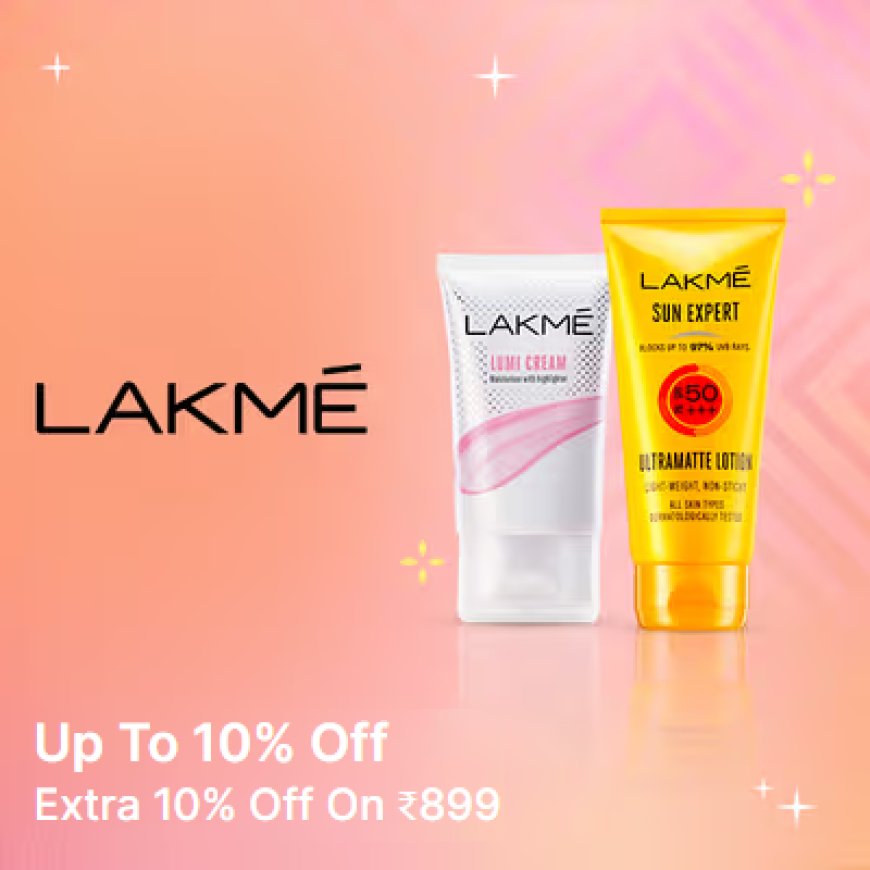 Up to 10% off + Extra 10% off on Rs. 899 on Lakme products