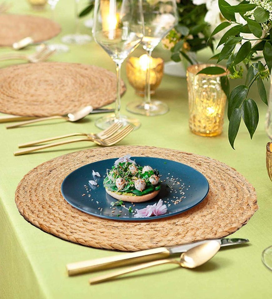 Ethnic motif Beige 14 x 14 inch Jute Placemats (Set of 2) At just Rs. 169 [MRP 699]