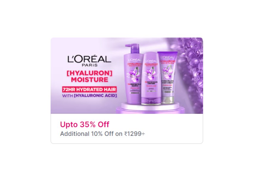 Up to 35% off + Additional 10% off on Rs. 1299+ on L'oreal Paris products