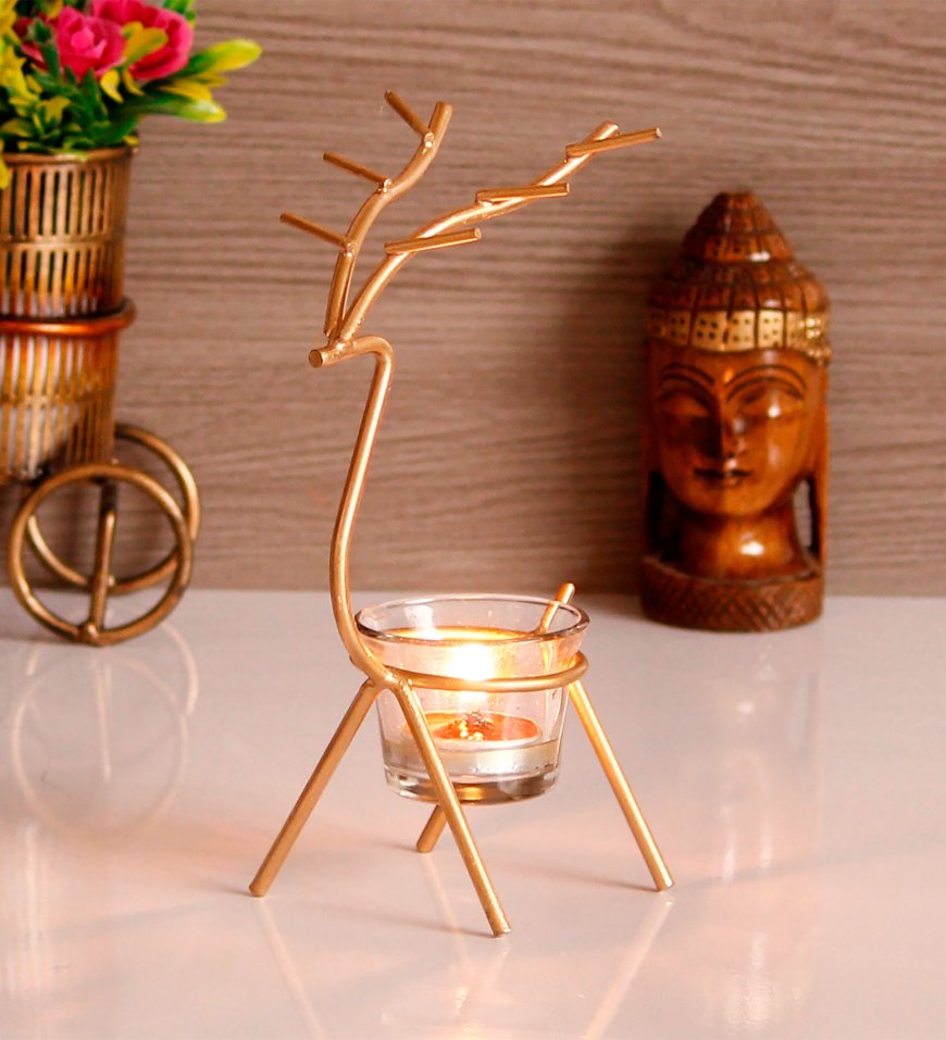 Deer Gold Aluminium Tea Light Holder At just Rs. 119 [MRP 349]