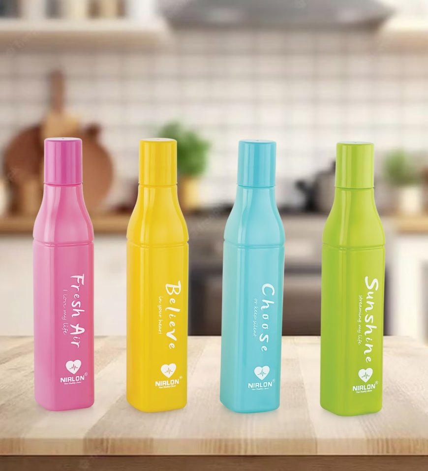 Della Square 850 ml Multicolor Plastic Fridge Water Bottle (Set of 4) At just Rs. 179 [MRP 720]