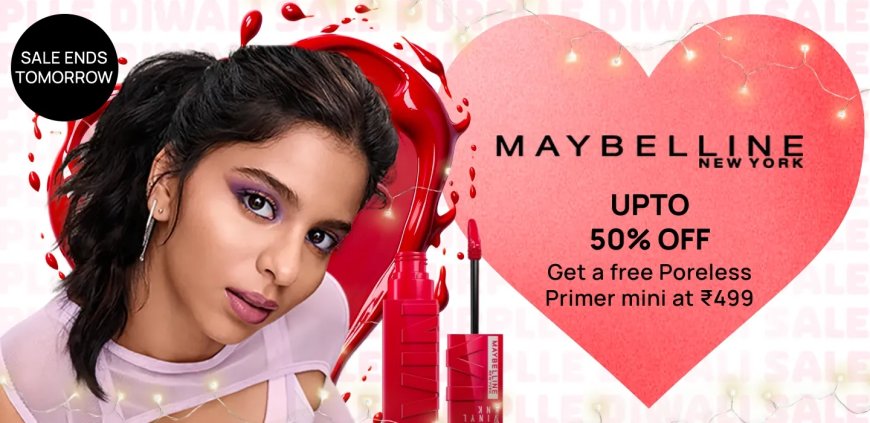 Up to 50% off + Free Mini Primer on Rs. 499 on Maybelline products