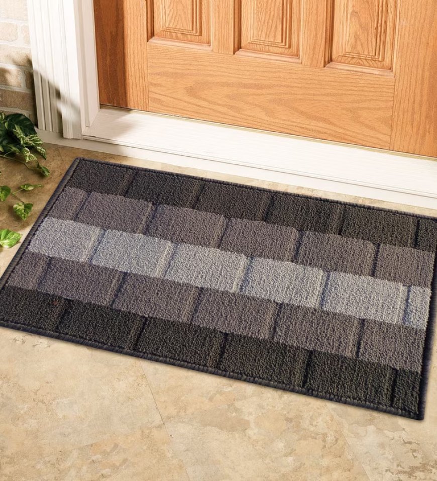 Grey Nylon Geometric 15x23 Inch Antiskid Door Mat At just Rs. 99 [MRP 599]