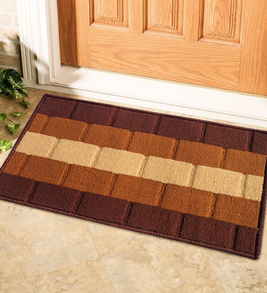 Brown Geometric Polyester 23 x 15 Inch Anti Skid Door Mat At just Rs. 99 [MRP 449]