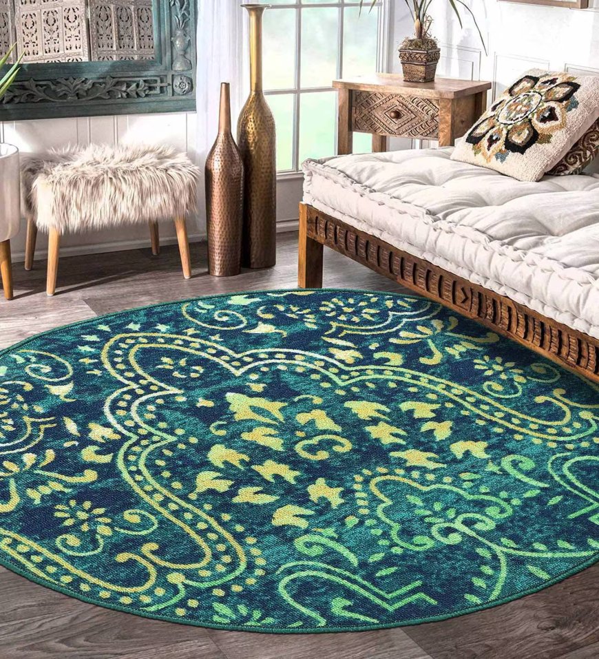 Green Nylon Traditional 2.5 x 2.5 Feet Machine Made Carpet At just Rs. 279 [MRP 899]