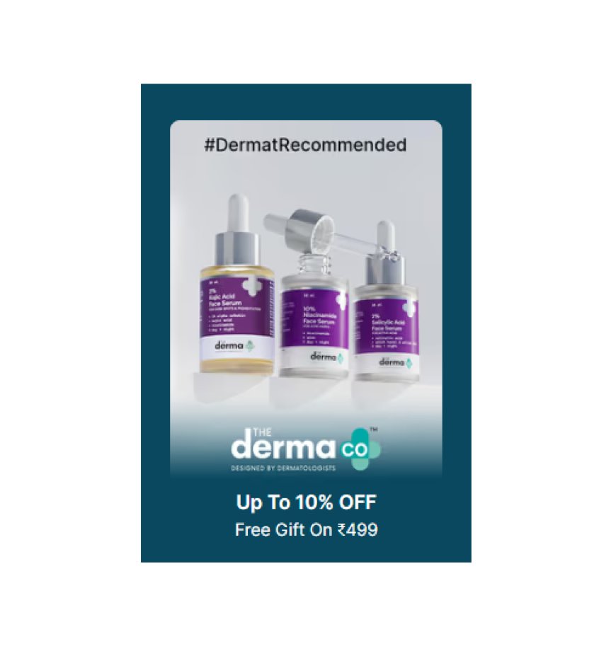 Up to 10% off + Free Gift on Rs. 499 on The Derma Co. products