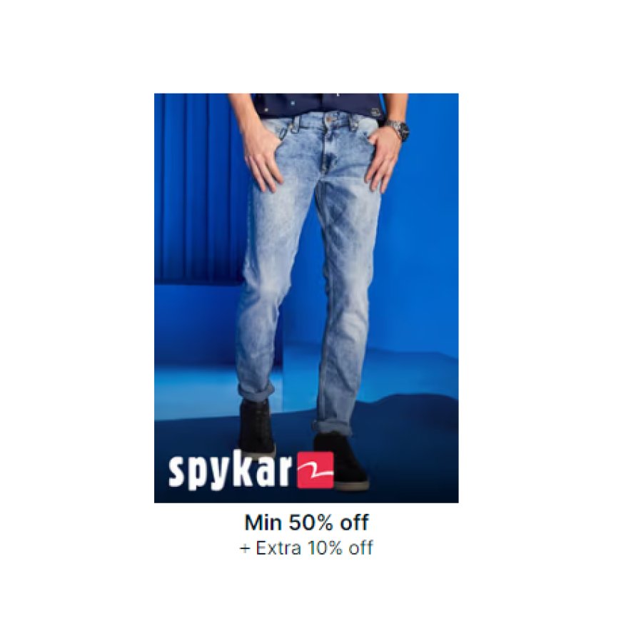 Minimum 50% off + Extra 10% off on Spykar Brand