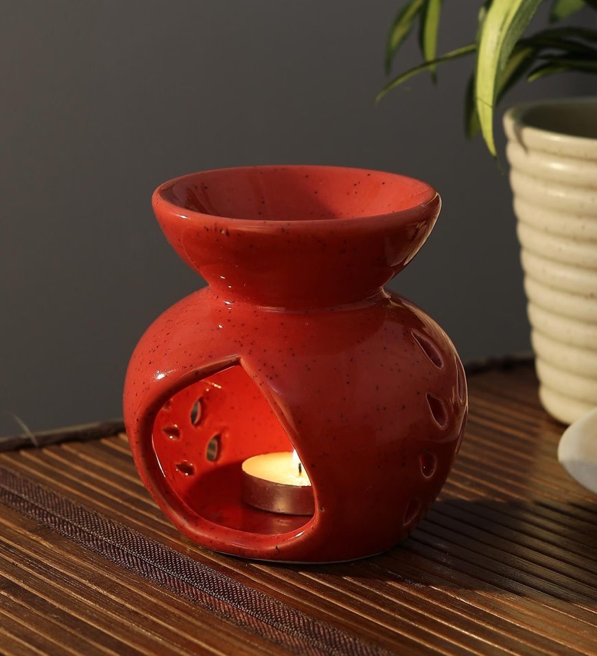 Red Ceramic Aroma Candle Diffuser At just Rs. 119 [MRP 321]