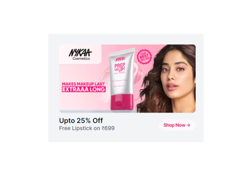 Up to 25% off + Free Lipstick on Rs. 699 on Nykaa Cosmetics