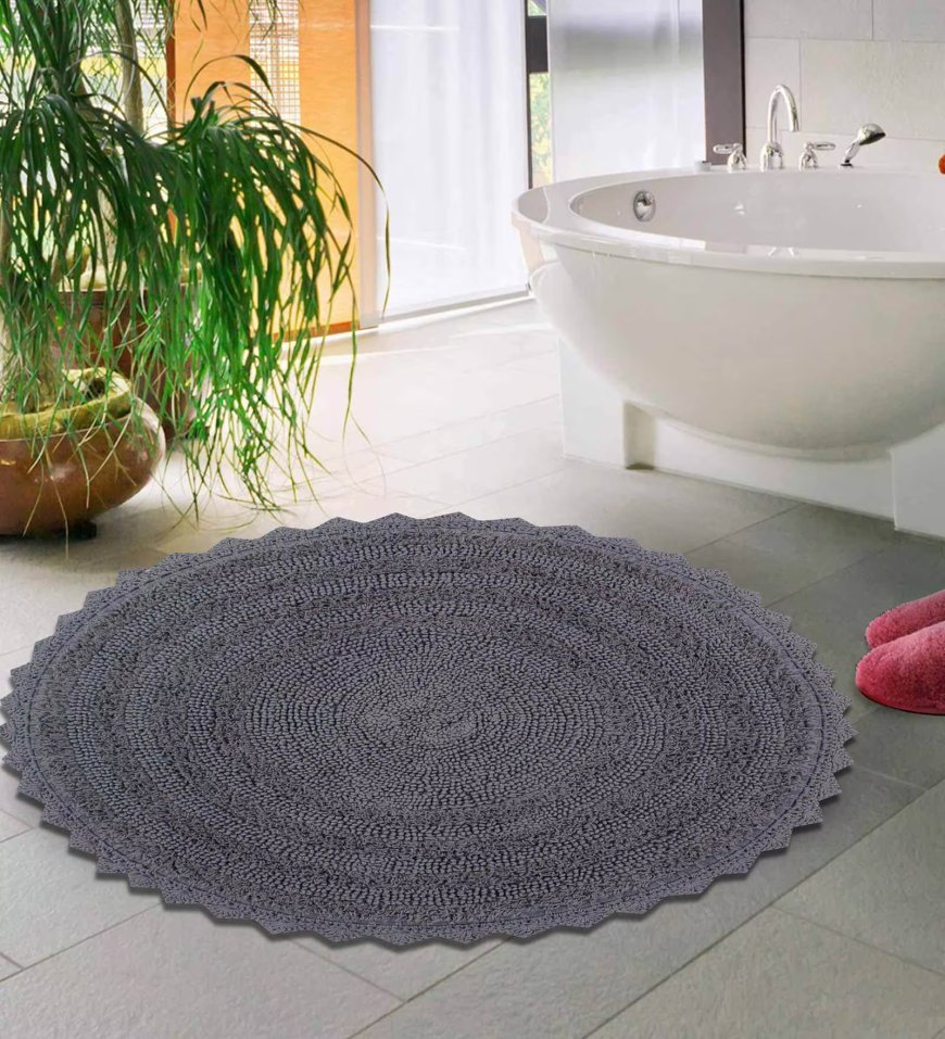 Grey Solid Cotton 24x24 Inch Super Soft Bath Mat At just Rs. 139 [MRP 505]