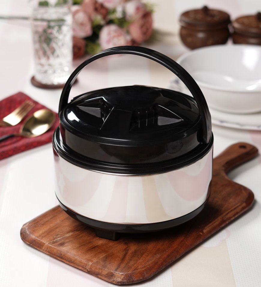 Black & Silver Stainless Steel 1.2 L Insulated Hot & Cold Casserole At just Rs. 279 [MRP 1000]