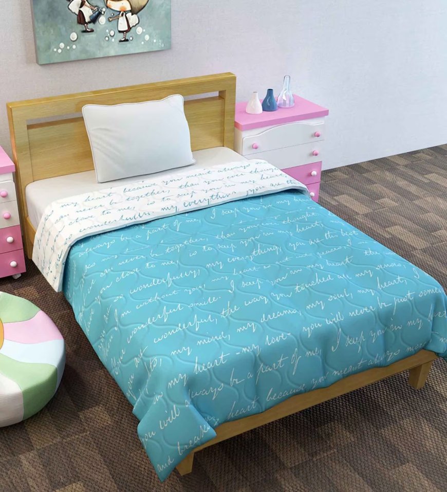 Blue and White Polyester 120 GSM Single Bed Kids Comforter At just Rs. 209 [MRP 1199]