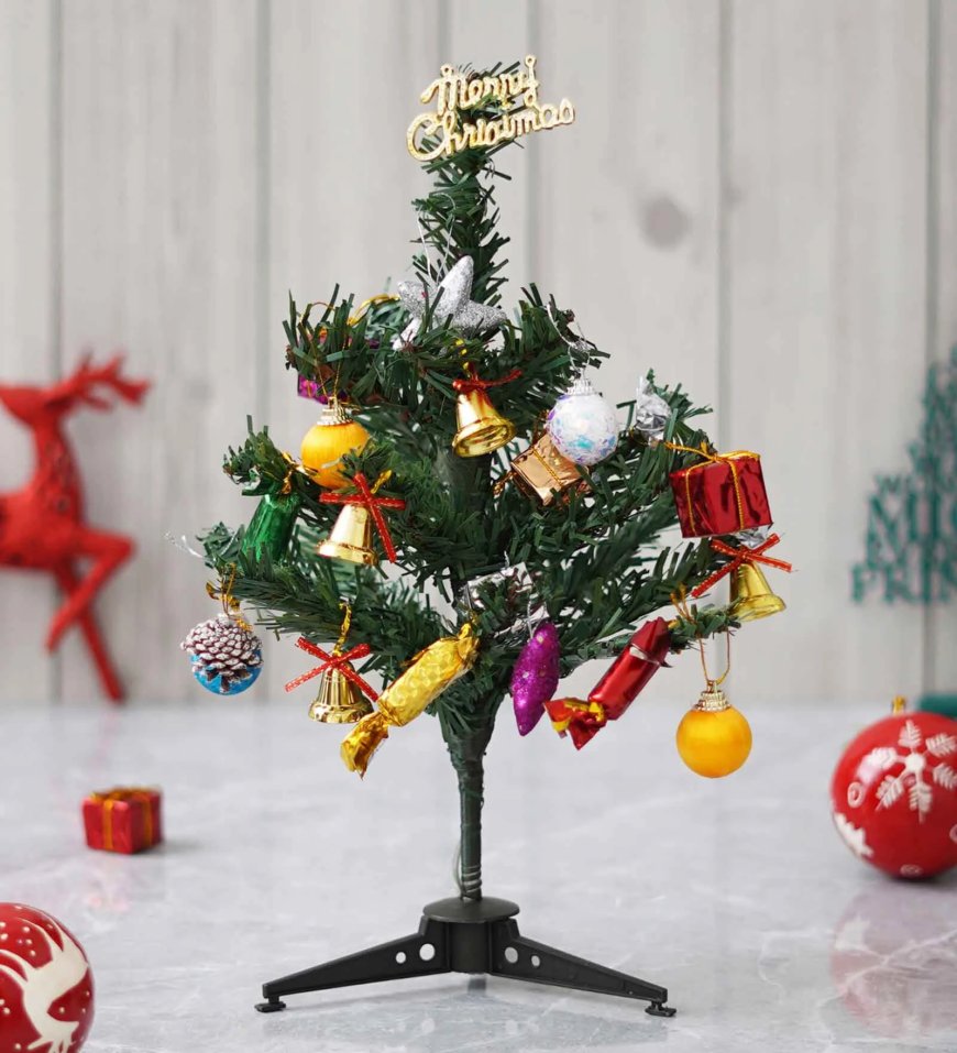 Green Plastic 1 Feet Artificial Xmas Tree with 40 Ornaments At just Rs. 189 [MRP 999]