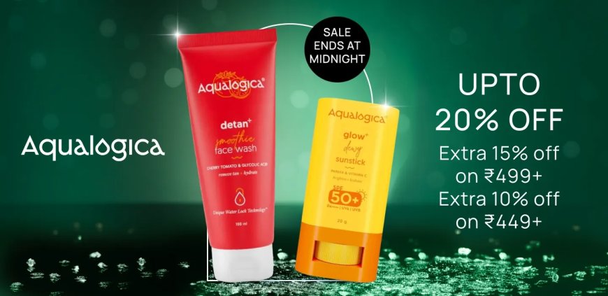 Up to 20% off + Extra 10% off on Rs. 449+ on Aqualogica products