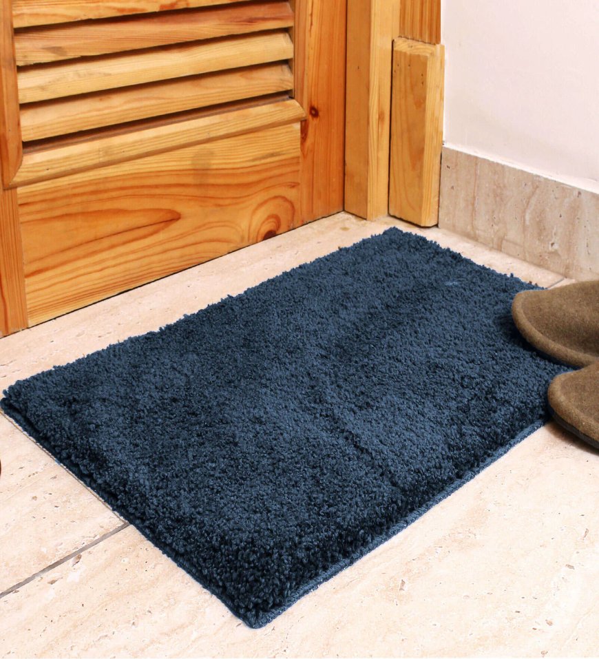 Navy Blue Solid Microfibre 17x12 Inch AntiSkid Door Mat At just Rs. 119 [MRP 499]