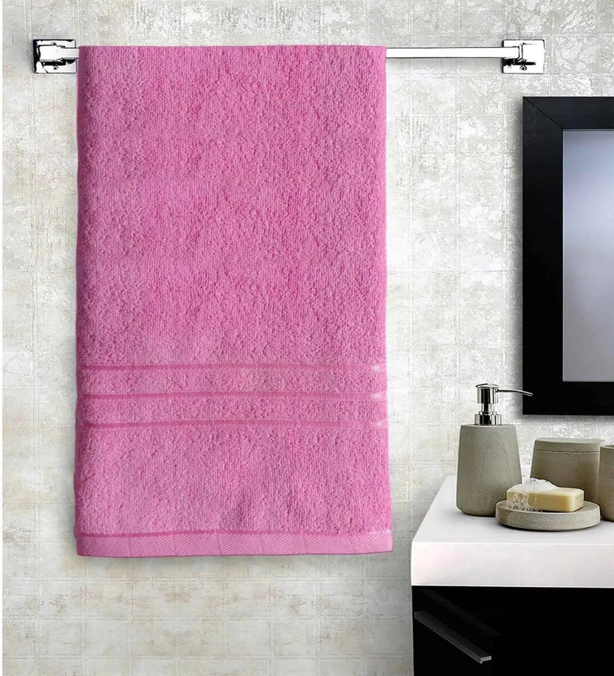 Pink 100% Cotton Solid 400 GSM Bath Towel At just Rs. 179 [MRP 549]