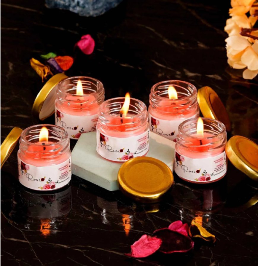 Rose Pink Wax Scented Candles (Set of 5) At just Rs. 169 [MRP 899]