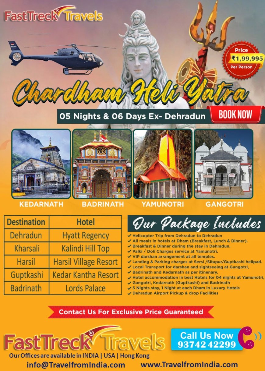 Enjoy 5 Nights/6 Days Chardham Helicopter Yatra At just Rs. 1,99,995