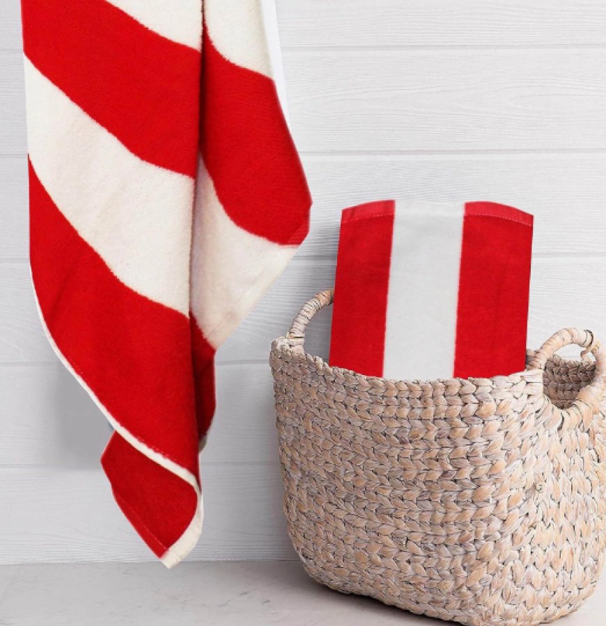 Red Microfiber Striped 225 GSM Bath & Beach Towels (Set of 2) At just Rs. 219 [MRP 750]